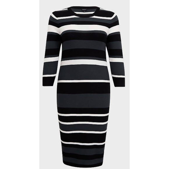 TORRID Green White Black Midi Sweater Dress - Picture 4 of 7